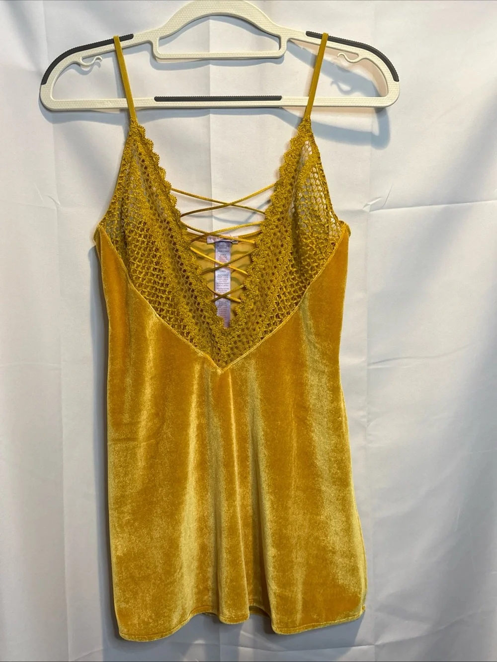Savage X Fenty Mustard Velvet Lace-Trim Slip